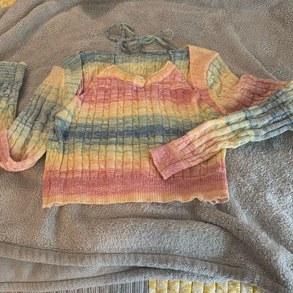Multi color crop sweater